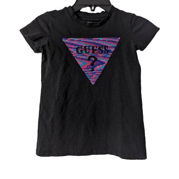 Guess Girls Black Tee Size 7 - Picture 1 of 4